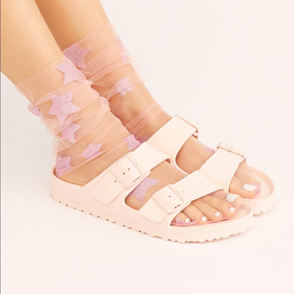 free people pink glitter star socks